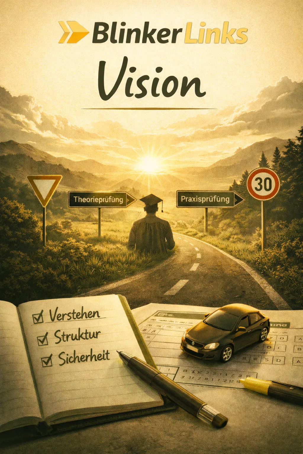 Die Führerschein Vision von Blinker Links