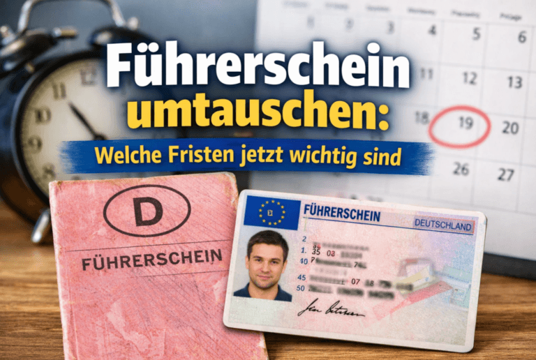Führerschein umtauschen - Beitragsbild rosa Führerschein und EU Führerschein Karte