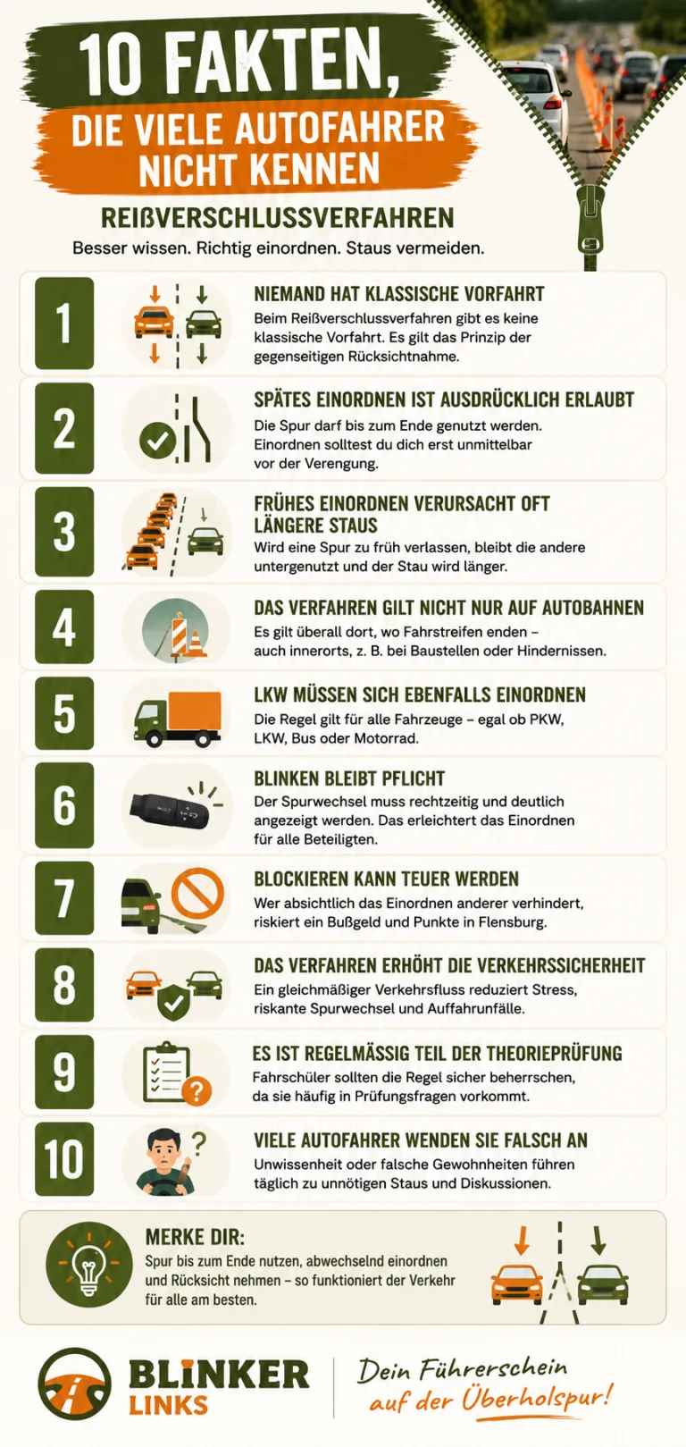 infografik Reisverschlussverfahren 10 Fakten die viele Autofahrer nicht kennen