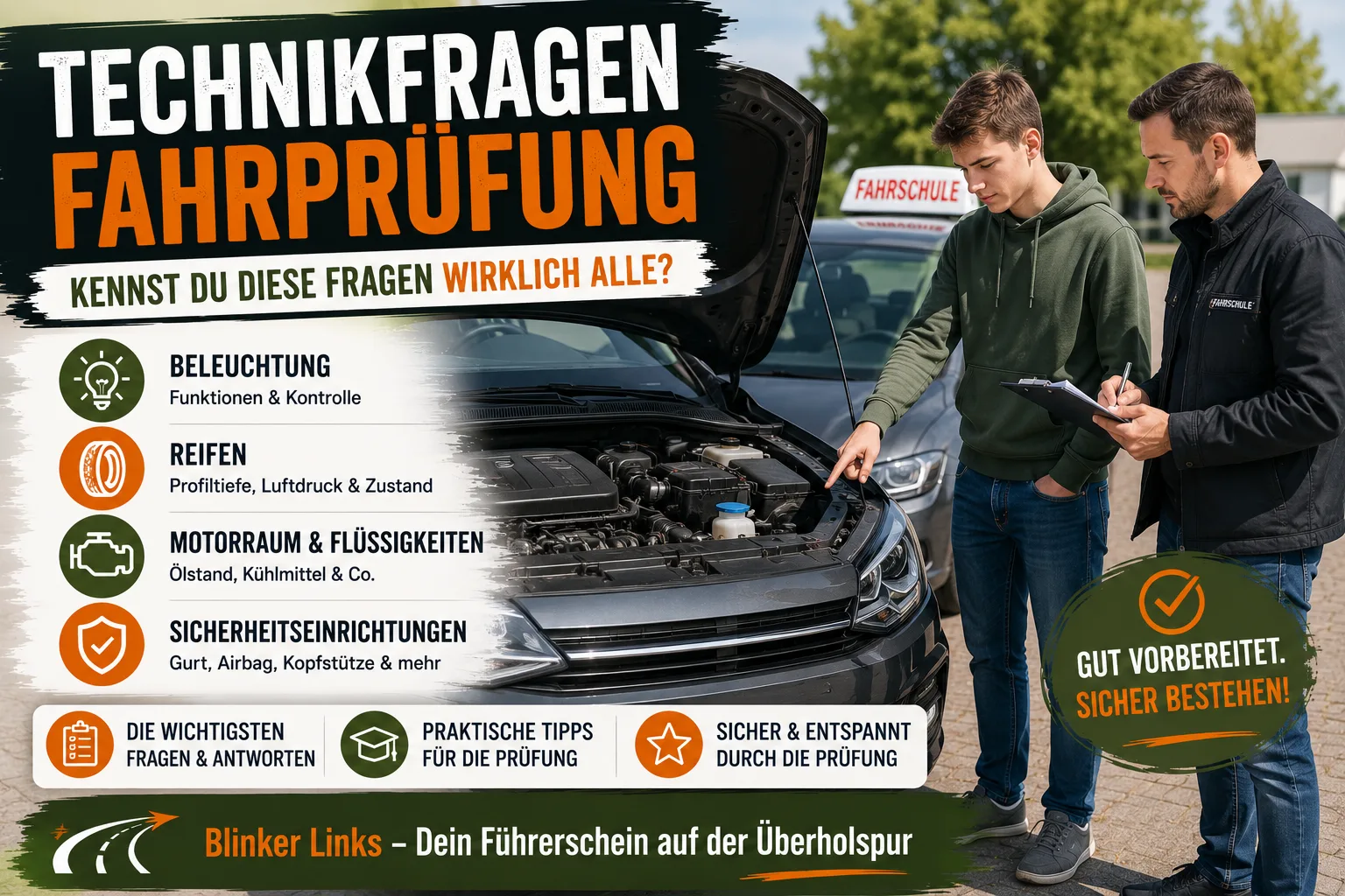 Titelbild Technikfragen Fahrprüfung