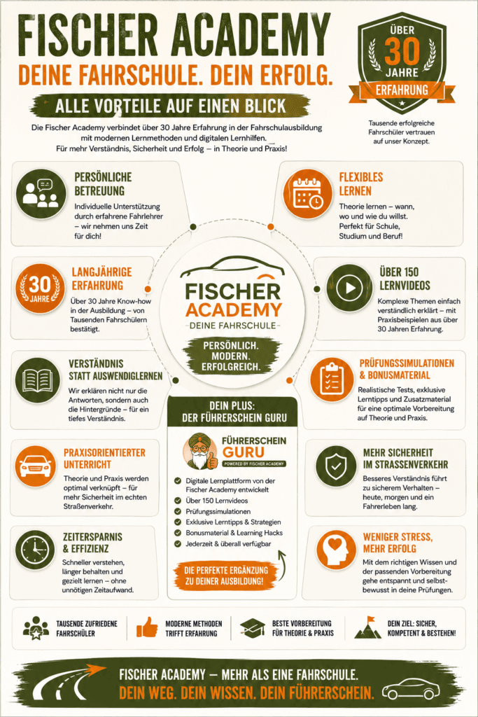 Infografik Blogbeitrag Fischer Academy Bester Weg zur Theorieprüfung