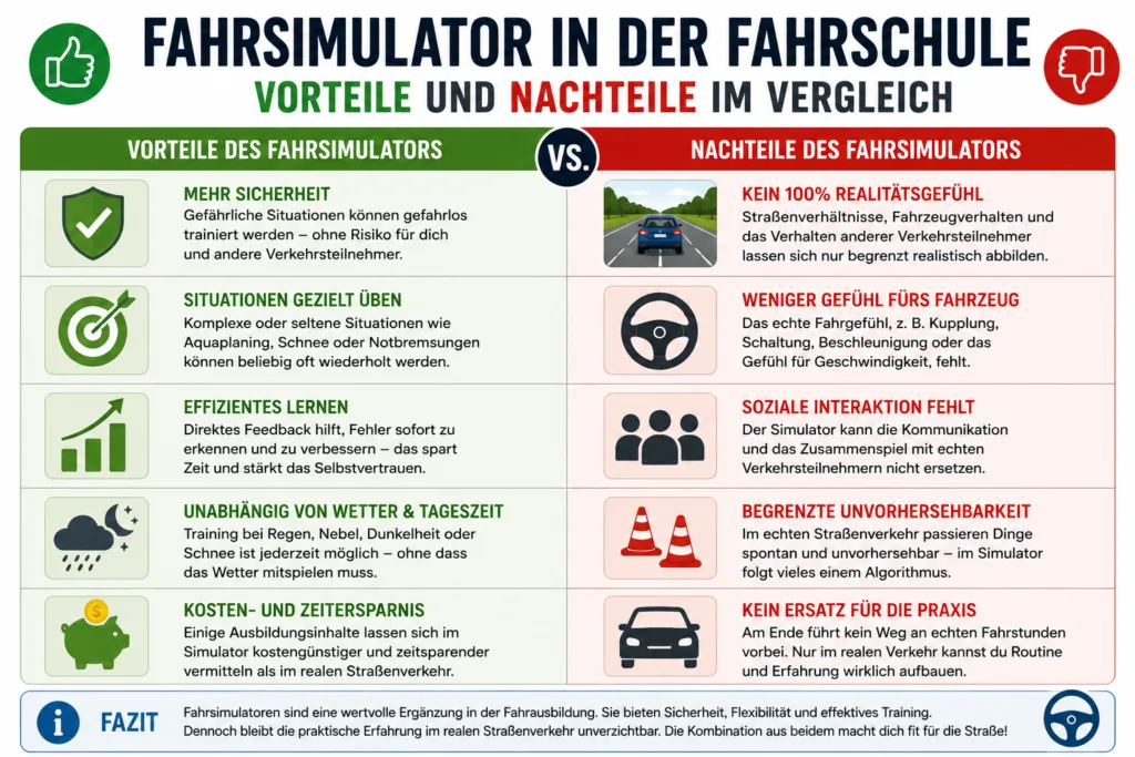 Infografik Blogartikel Fahrsimulatoren Vorteile und Nachteile