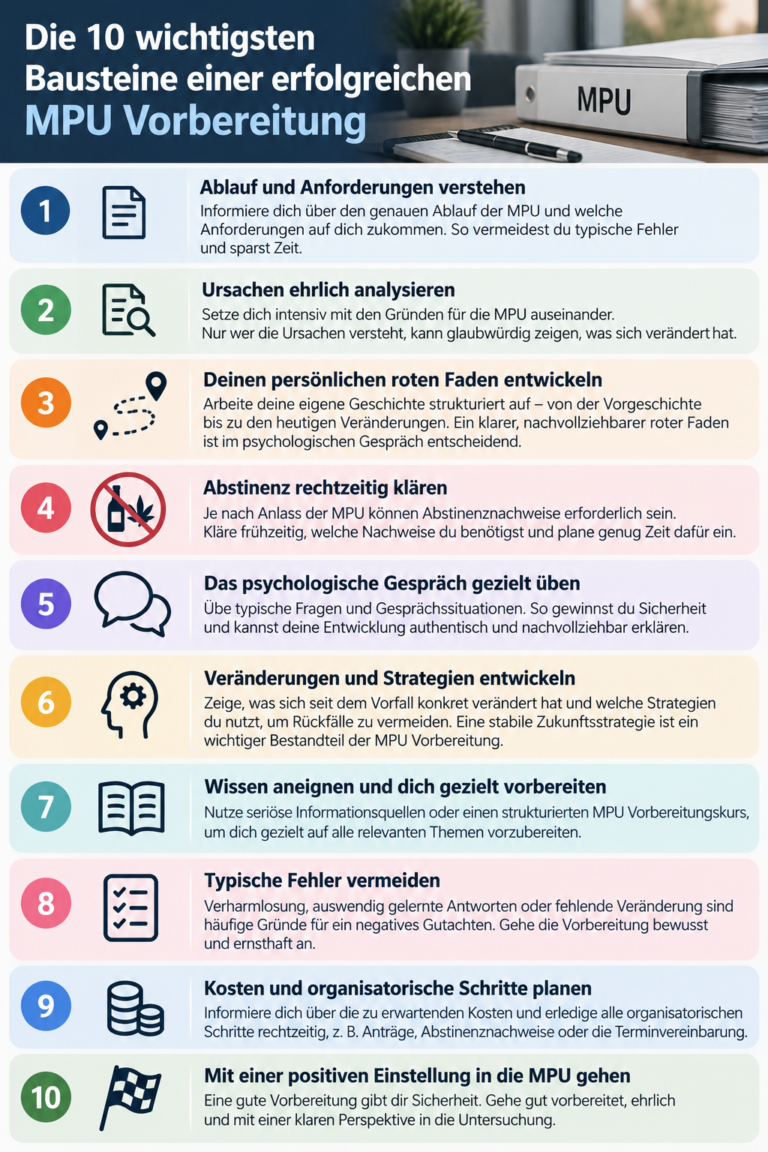 Infografik MPU Vorbereitung 10 Bausteine